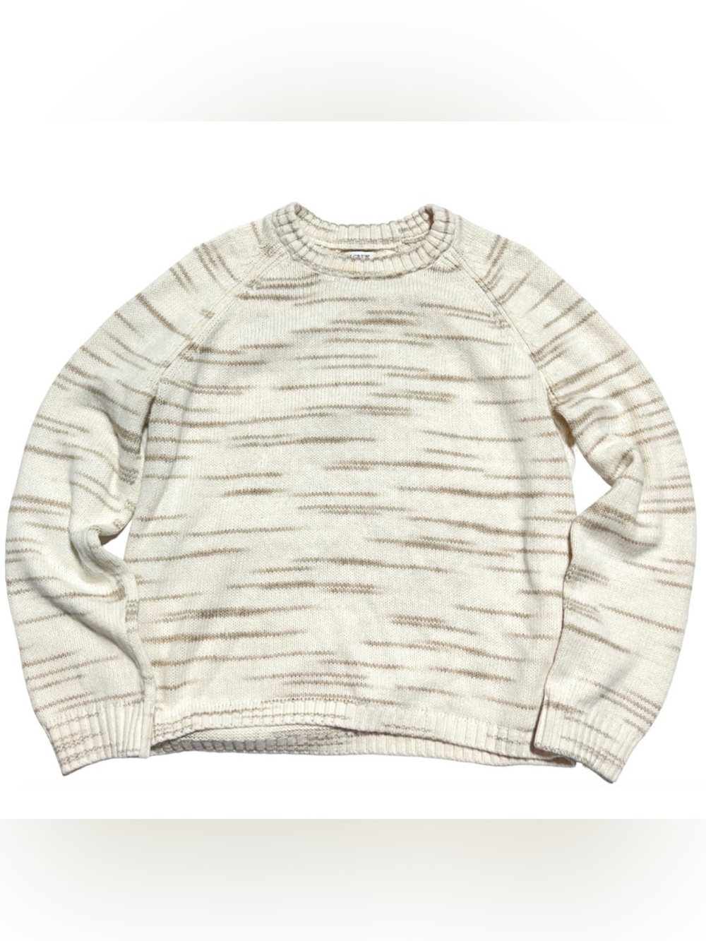 NEW J.CREW IVORY CAMEL RAGLAN SPACE DYED SWEATER SIZE LARGE BL774